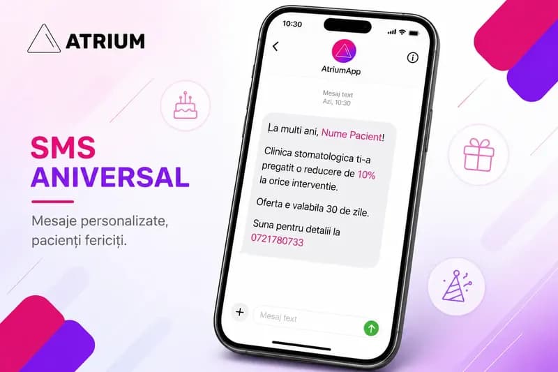 Pacient care primește un SMS aniversar de la o clinică stomatologică